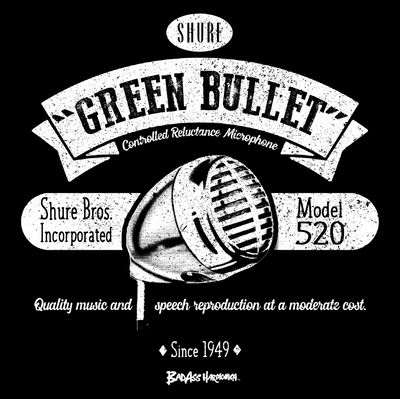 Shure Green Bullet Retro Microphone T-shirt