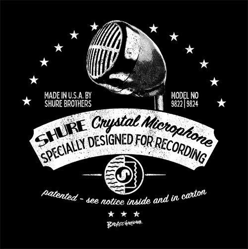 Women's Shure Brown Bullet Retro Microphone T-shirt