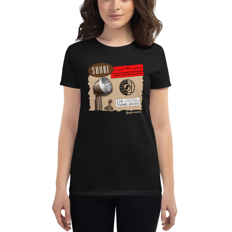 Women's Shure Brown Bullet Microphone T-shirt