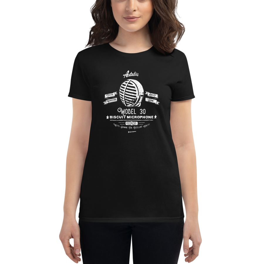 Women's Astatic Biscuit Retro Microphone T-shirt