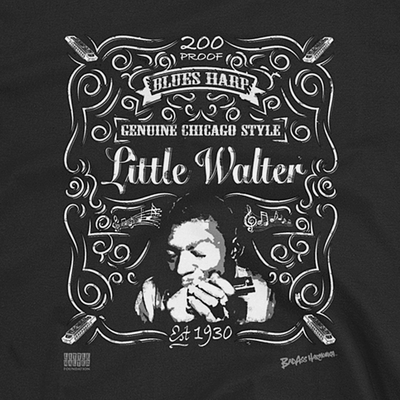 Little Walter whiskey label blues harp T-shirt Little Walter whiskey label blues harp T-shirt