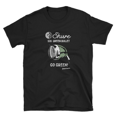 Shure 520 green bullet microphone t-shirt