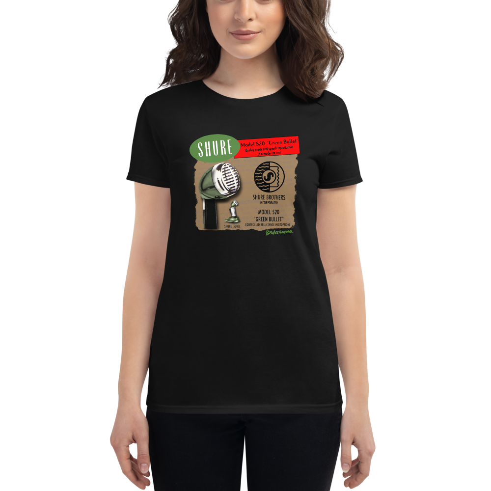 Women's Shure 520 Green Bullet Microphone T-shirt